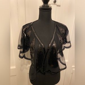 Evening capetet Sequence and beaded wrap